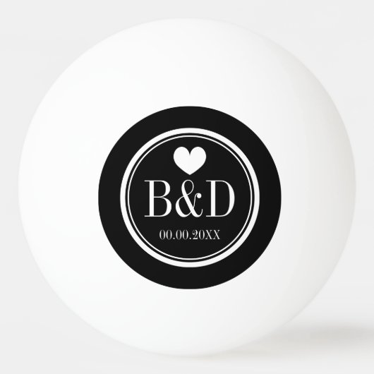 Monogrammed bruiloft gunst pingpongballen (Voorkant)