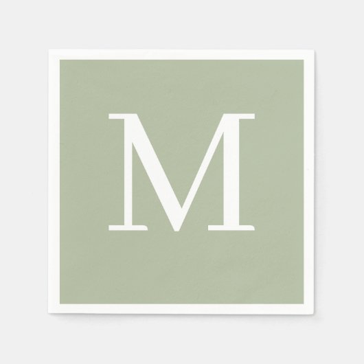 Monogrammed Bruiloft Servet Sage Design (Voorkant)