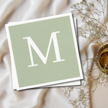 Monogrammed Bruiloft Servet Sage Design