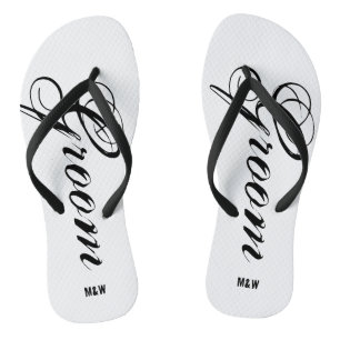 Monogrammed bruiloft teenslippers voor bruid en br