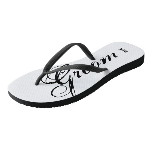 Monogrammed bruiloft teenslippers voor bruid en br (Schuin)