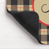 Monogrammed Bruin Zwart en Rode Buffalo Pset Muismat (Hoek)