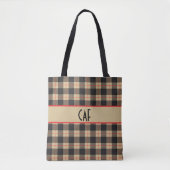 Monogrammed Bruin Zwart en Rode Buffalo Pset Tote Bag (Voorkant)