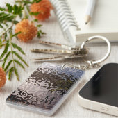 Monogrammed Bruine Grijze Shimmering Snakeskin-eff Sleutelhanger (Voorkant Rechts)