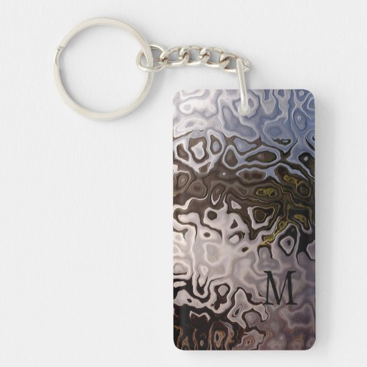 Monogrammed Bruine Grijze Shimmering Snakeskin-eff Sleutelhanger (Voorkant)