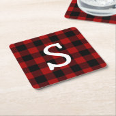 Monogrammed buffel plaid kartonnen onderzetters (Schuin)