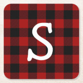 Monogrammed buffel plaid kartonnen onderzetters (Voorkant)