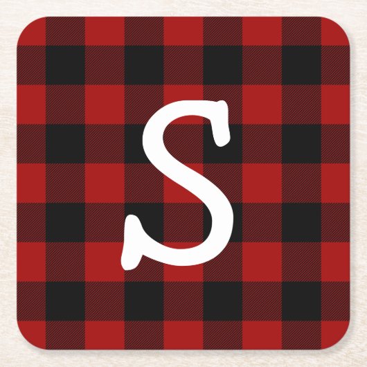 Monogrammed buffel plaid kartonnen onderzetters (Voorkant)