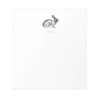 Monogrammed Bunny Rabbit Note Pad Notitieblok