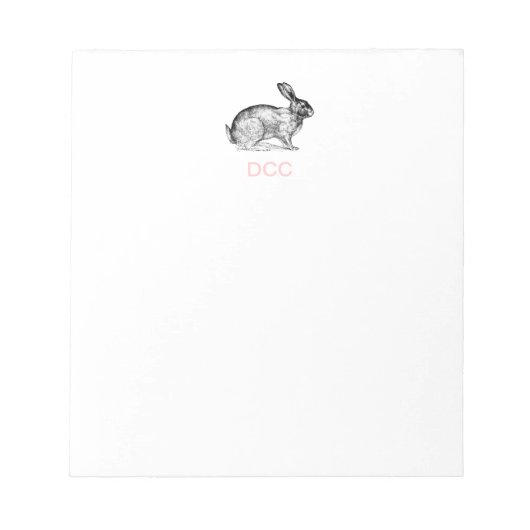 Monogrammed Bunny Rabbit Note Pad Notitieblok (Voorkant)