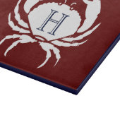 Monogrammed Burgundy Navy Blue White Crab Nautical Snijplank (Hoek)