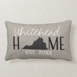 Monogrammed Burlap Home Staat Virginia | Kussen