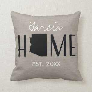 Monogrammed Burlap Home State Arizona Kussen
