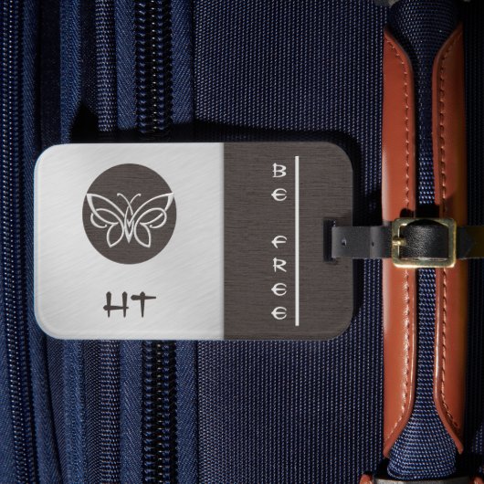 Monogrammed Butterfly Linen look Bagagelabel (Voorkant Insitu 4)