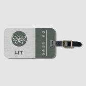 Monogrammed Butterfly Linen look Bagagelabel (Voorkant (horizontaal))