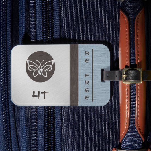 Monogrammed Butterfly Linen look Bagagelabel (Voorkant Insitu 4)