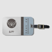 Monogrammed Butterfly Linen look Bagagelabel (Voorkant (horizontaal))