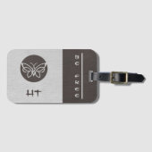 Monogrammed Butterfly Linen look Bagagelabel (Voorkant (horizontaal))