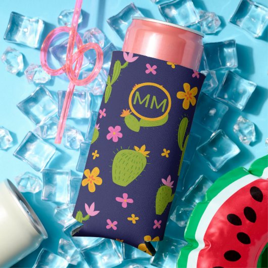 Monogrammed Cactus Fun Personalized Seltzer Blikjeskoeler (Insitu Zomer)