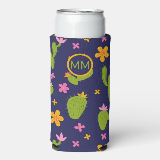 Monogrammed Cactus Fun Personalized Seltzer Blikjeskoeler (Seltzer Voorkant)