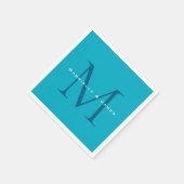 Monogrammed Calligraphy Azure Blue Modern Plain Servet (Hoek)
