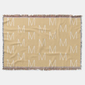 Monogrammed camel khaki custom initiaal letter deken (Voorkant)