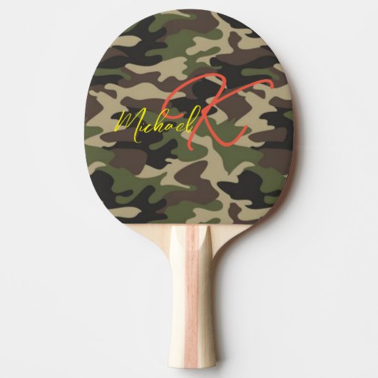 Monogrammed Camo Ping Pong Paddle - Cool Dad Gift Tafeltennisbatje (Voorkant)