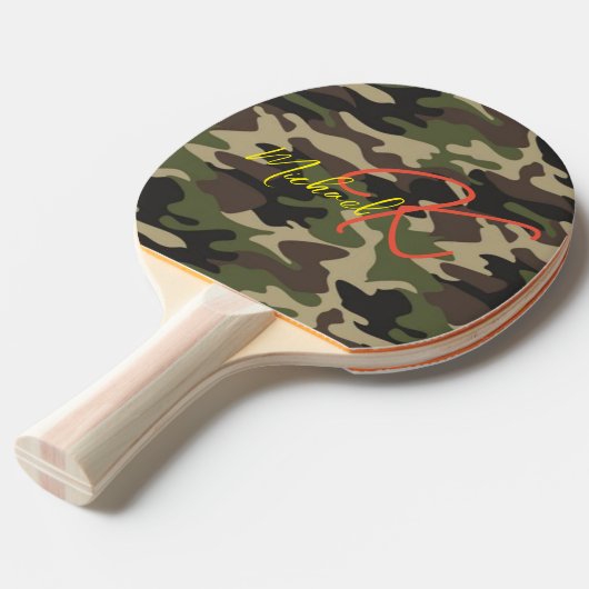 Monogrammed Camo Ping Pong Paddle - Cool Dad Gift Tafeltennisbatje (Voorkant Gekanteld)