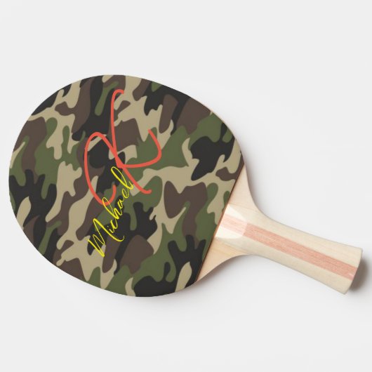 Monogrammed Camo Ping Pong Paddle - Cool Dad Gift Tafeltennisbatje (Zijkant)