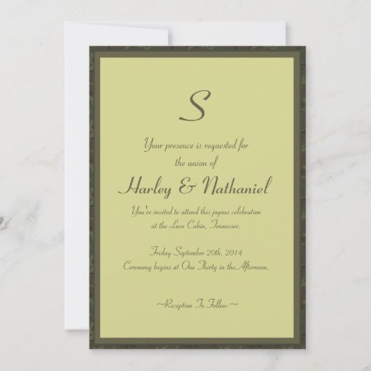 Monogrammed Camo Wedding Kaart (Voorkant)
