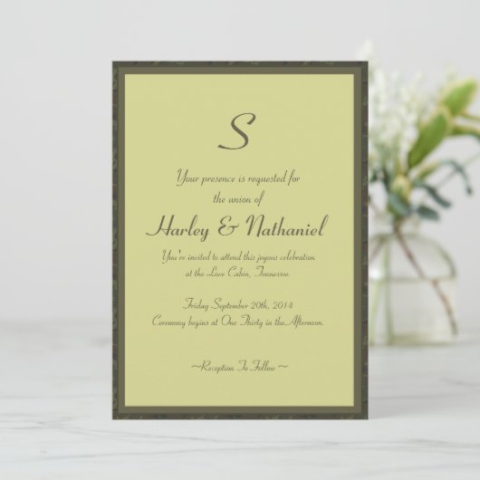 Monogrammed Camo Wedding Kaart (Staand voorkant)