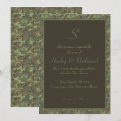 Monogrammed Camouflage Bruiloft Kaart (Voorkant / Achterkant)