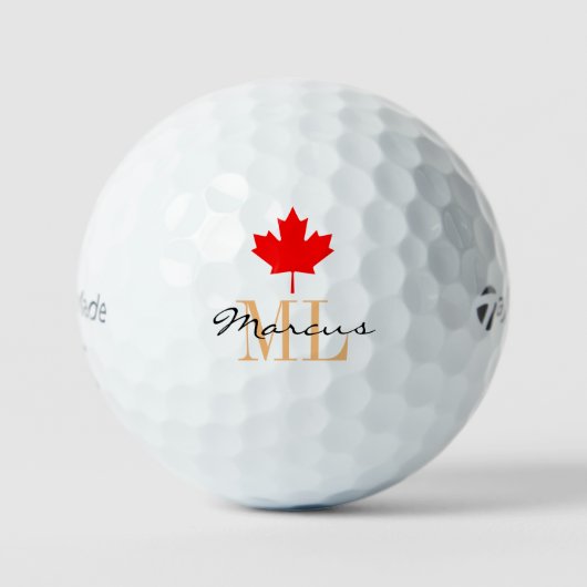 Monogrammed Canadian Flag & Canada Golf Balls Golfballen (Voorkant)