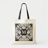 Monogrammed-Canvas tas-White Floral Border Tote Bag (Voorkant)