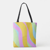 Monogrammed Caribe Geel, Licht Blauw, Roze, Munt Tote Bag (Achterkant)