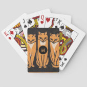 Monogrammed  Cats Woodcut Gifts Pokerkaarten (Achterkant)