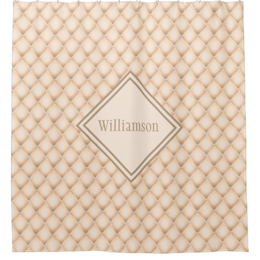 Monogrammed Champagne Diamond Geometric Pattern Douchegordijn (Voorkant)