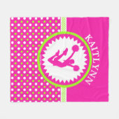 Monogrammed Cheer/Pom Pink en Green Polka-Stippen Fleece Deken (Voorkant (Horizontaal))