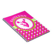 Monogrammed Cheer/Pom Pink en Green Polka-Stippen Notitieboek (Rechterzijde)