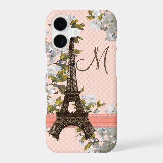 Monogrammed Cherry Blossom Eiffel Tower