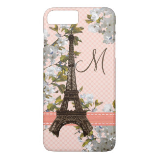 Monogrammed Cherry Blossom Eiffel Tower Case-Mate iPhone Case