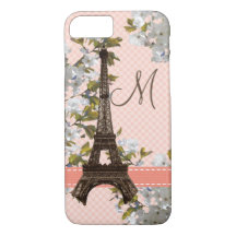 Monogrammed Cherry Blossom Eiffel Tower