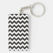 Monogrammed Chevron Sleutelhanger: Zwart, Wit Zigz Sleutelhanger (achterkant)