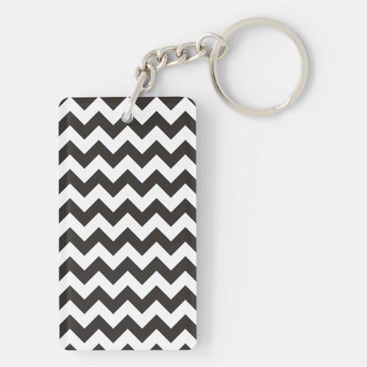 Monogrammed Chevron Sleutelhanger: Zwart, Wit Zigz Sleutelhanger (achterkant)