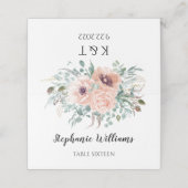 Monogrammed Chic Blush Floral Place Card Plaatskaartje (Buitenkant ongevouwen)