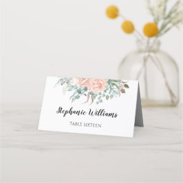 Monogrammed Chic Blush Floral Place Card Plaatskaartje