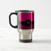 Monogrammed Chic Deep Pink Black Stripes Cirkel Reisbeker (Links)