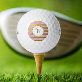 Monogrammed Chic Golf Balls Girly Blush Pink Gold Golfballen