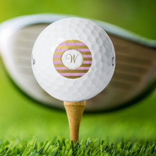 Monogrammed Chic Golf Balls Girly Blush Pink Gold Golfballen