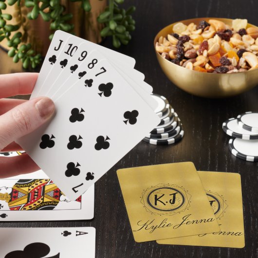 Monogrammed Chic Goud en Zwart Pokerkaarten (Insitu)